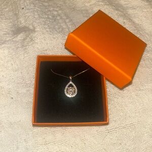 2 carat moissanite tear drop necklace 18”